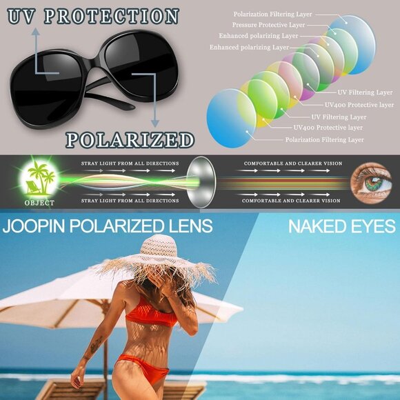Women\'s Black Trendy Polarized Large Driving Sun Glasses UV Protective
